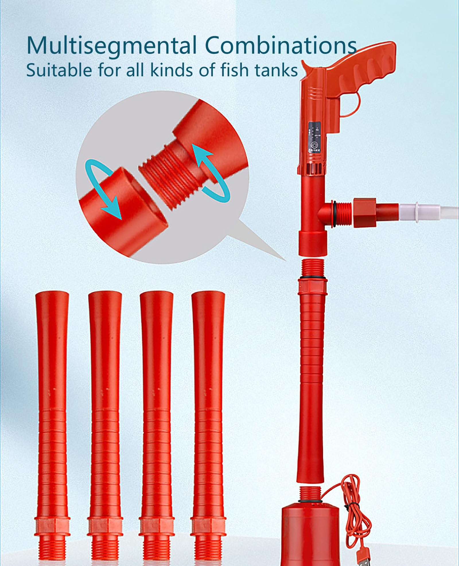 Herramientas De Limpieza De Acuarios Extraíbles, Limpiador Automático De Peceras, Cambiador De Agua por Vacío, Apto para Filtro De Agua De Arena De Lavado y Circulación De Agua