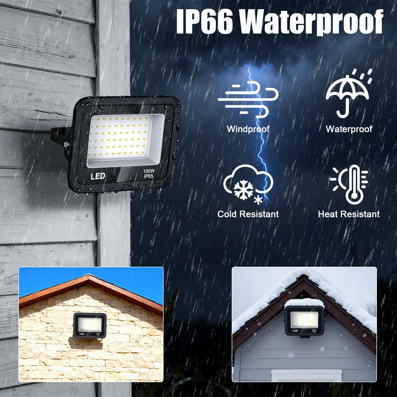 2 Piezas Focos LED Exterior 200W, Foco Proyector Led Blanco Fría 6500K, 20000LM Foco LED, IP65 Impermeable Proyector LED exterior para Patio, Terraza, Jardín, Garaje, Naves