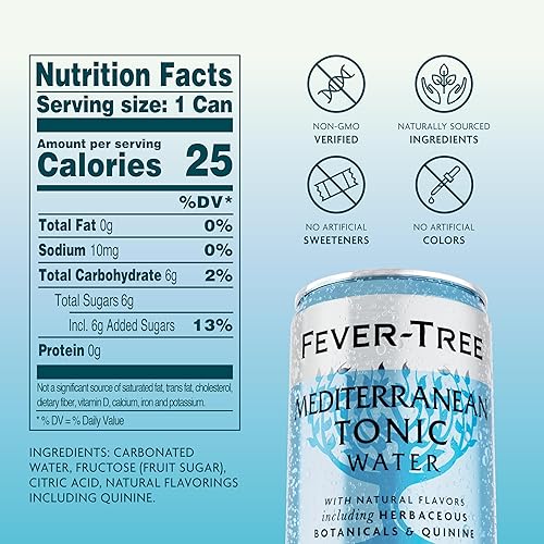 Miniatura 2 de Fever-Tree Mediterranean Tonic Water - Mezclador de alta calidad - Bebida refrescante para cócteles y cócteles sin alcohol. Ingredientes de origen