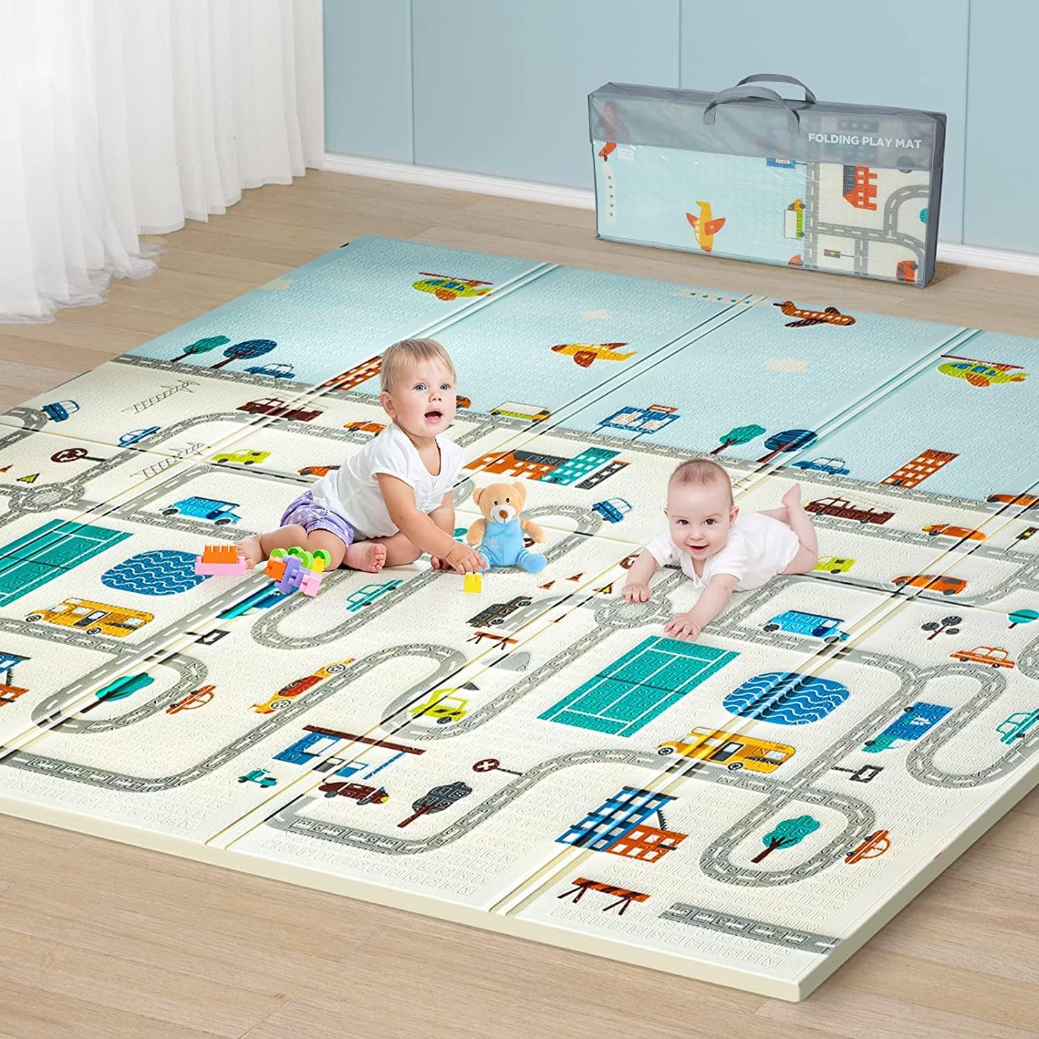 Terviiix Extra Large Reversible Baby Play Mat, BPA Free Learning & Crawling Foldable Foam Mat (6x5 ft, 0.6cm Thickness)(Multicolor)