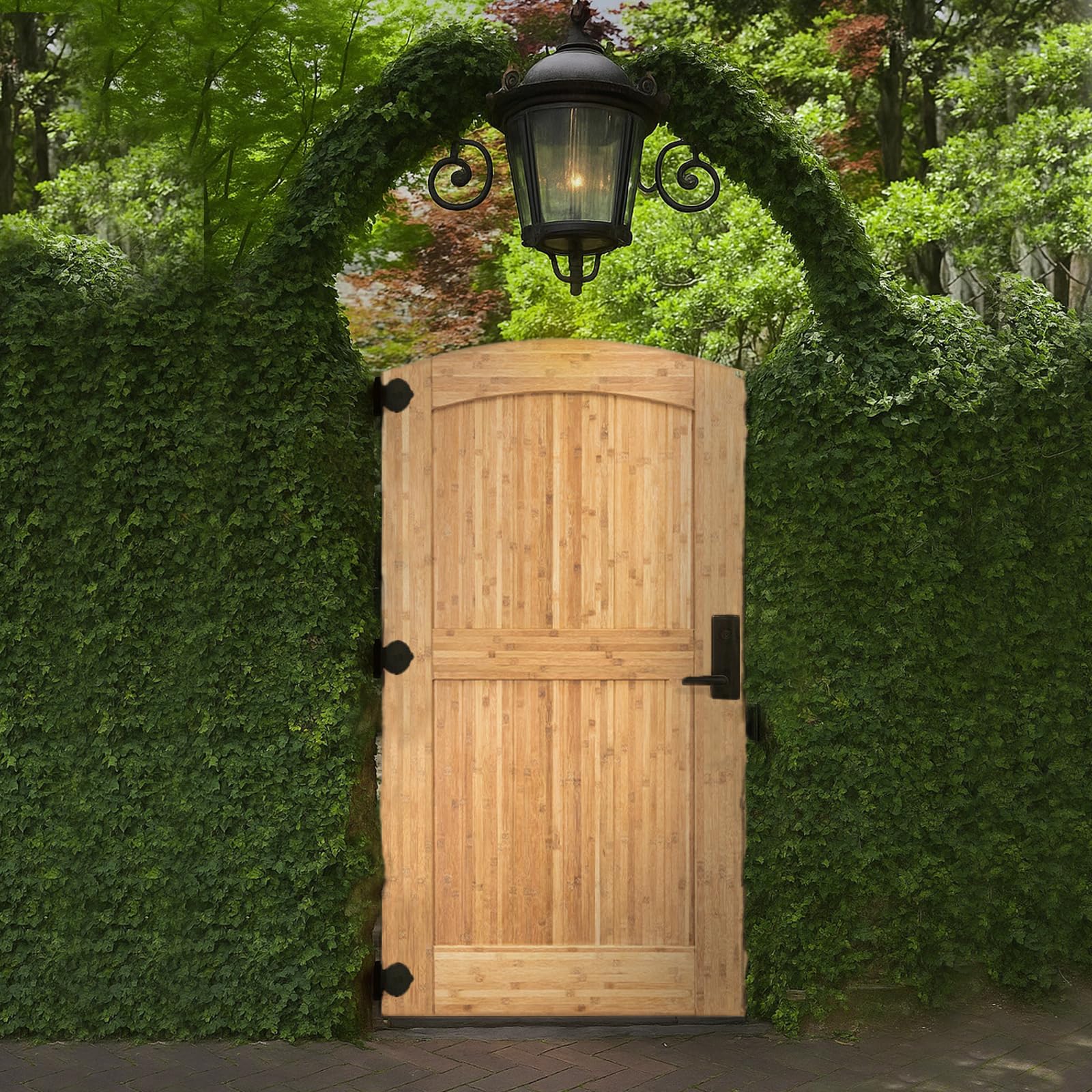 Arched Garden Gate – Bamboo Wood Outdoor Fence Gate for Yard & Garden 39.4' W x 72.8' H (Tall Gate)