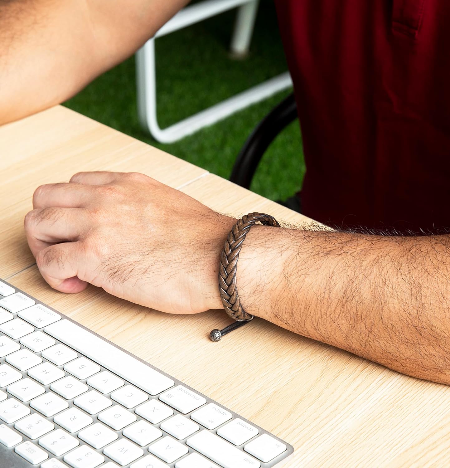 Leather Bracelet for Men, Adjustable Braided Leather Bracelet Wristband, Men's Leather Jewelry - Image 5