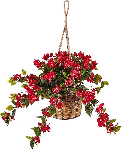 Miniatura 2 de Nearly Natural Cesta colgante de buganvillas resistente a los rayos UV (interiorexterior)