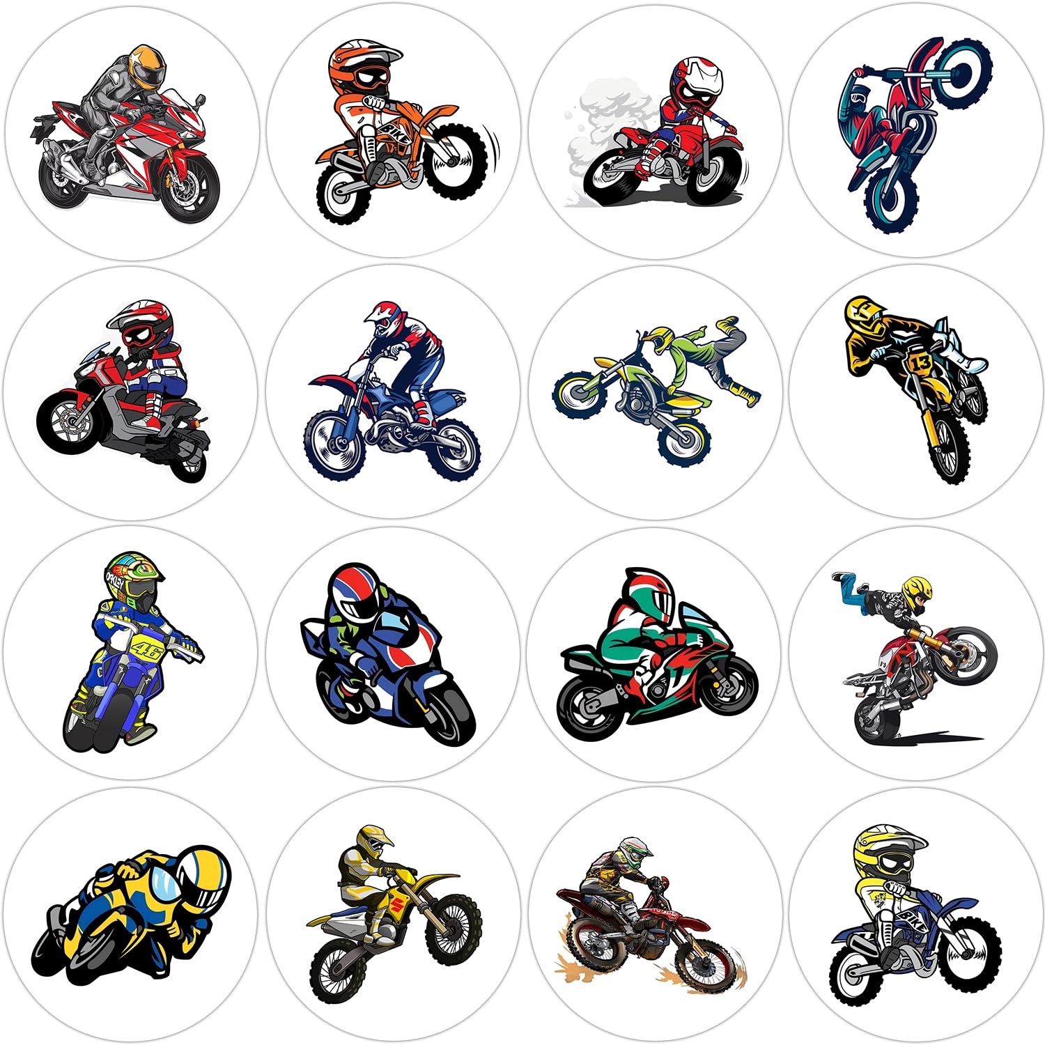 600 Pcs Dirt Bike Stickers for Kids Party Favors Gift Wrap | 1.5 Inch Round Motorcycle Stickers for Boys Dirt Bike Birthday Party Supplies Classroom Reward