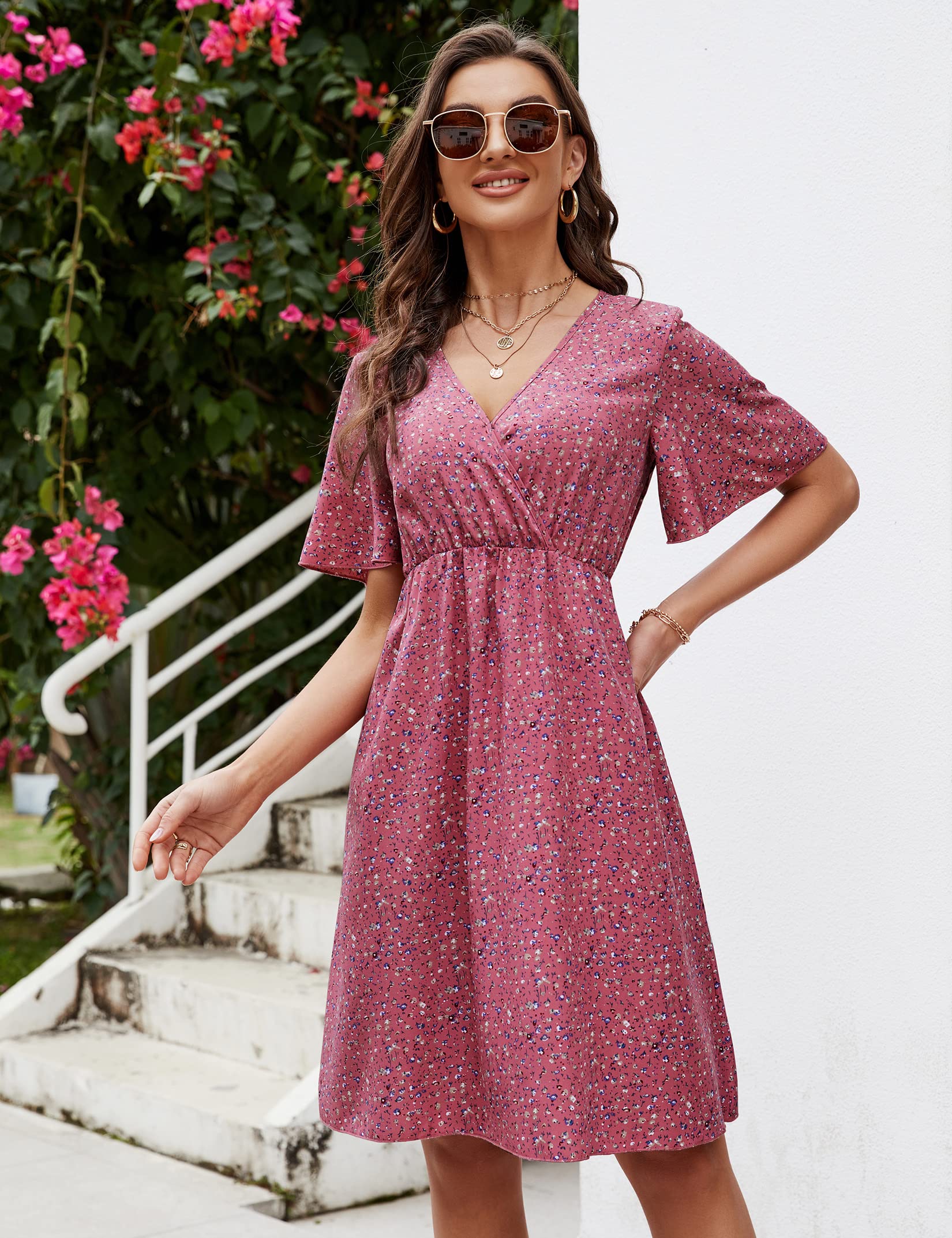 Coolmee Maternity Dress Women's V-Neck A-Line Knee Length Wrap Dress Swing Dresses for Baby Shower or Casual Wear