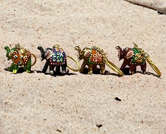 Hand Painted Elephant Keychains 10 Pieces