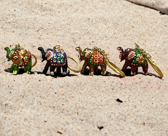 Hand Painted Elephant Keychains 10 Pieces