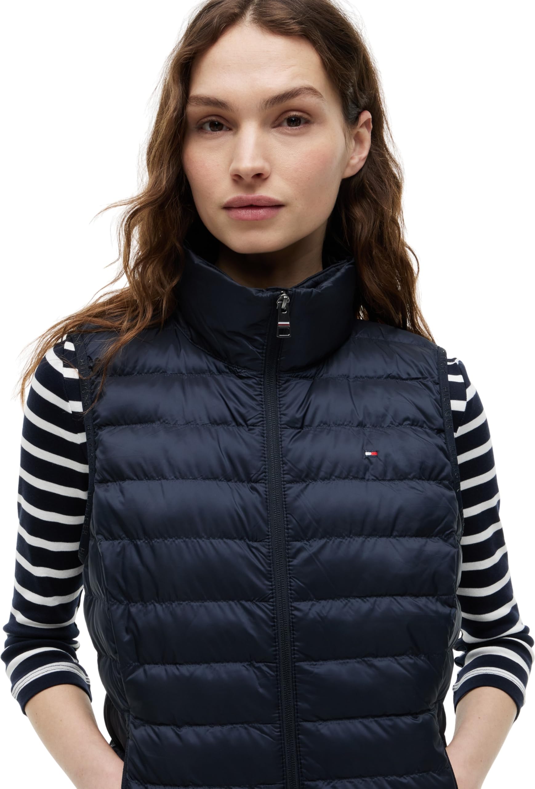 Tommy Hilfiger Mujer Chaleco Padded Global Stripe Chaleco acolchado