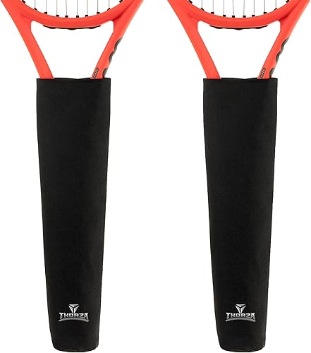 Thorza Funda de agarre para raqueta de tenis, color negro, funda protectora extraíble para almacenamiento y transporte de bolsas, accesorio