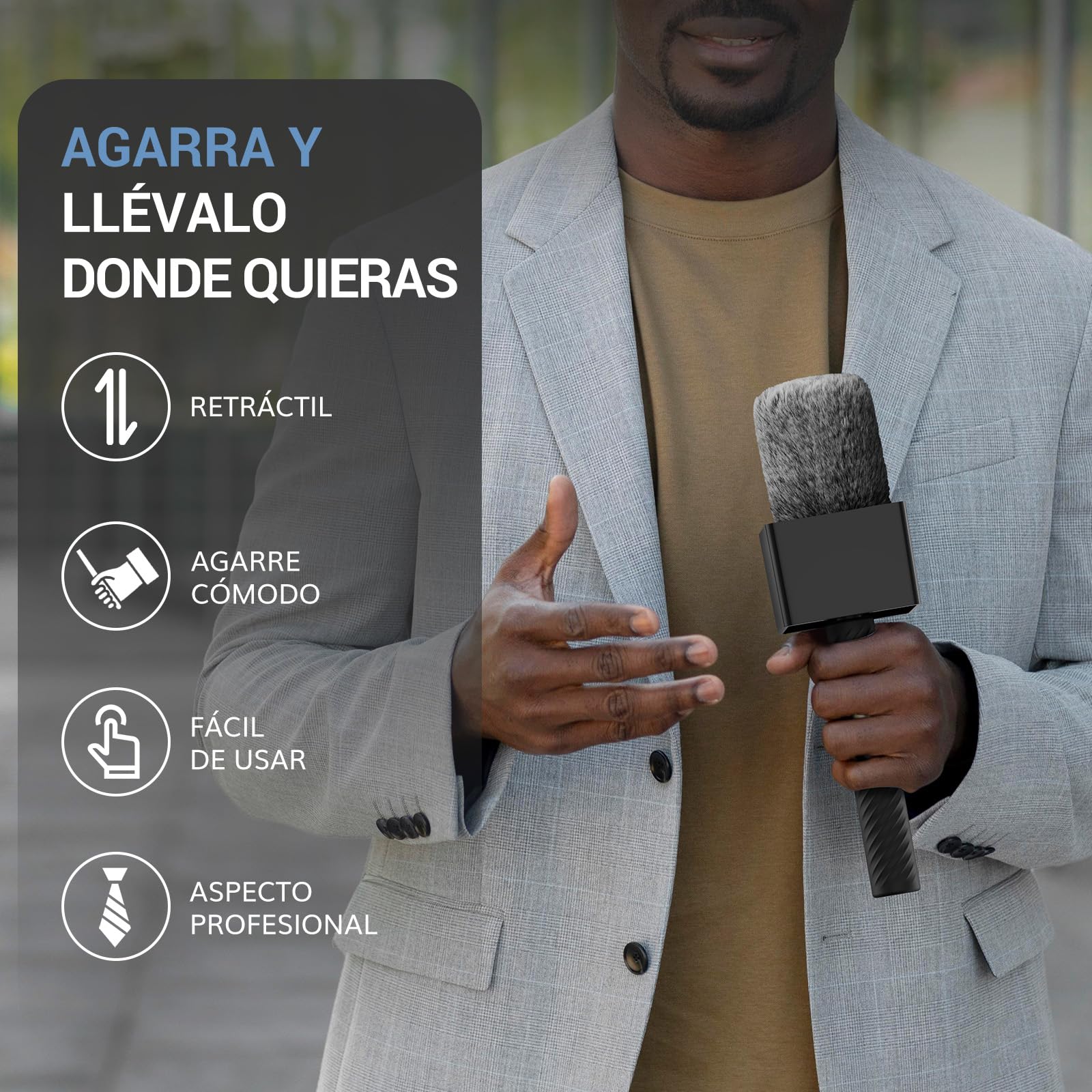 TONOR Mango de Micrófono Wireless DJI RODE, Pie de Longitud Ajustable para Micrófono Lavalier, Rig con Bandera de Canal, Agarre de Goma, Silenciador de Viento para Vlog, Reportajes, Entrevistas, TP40