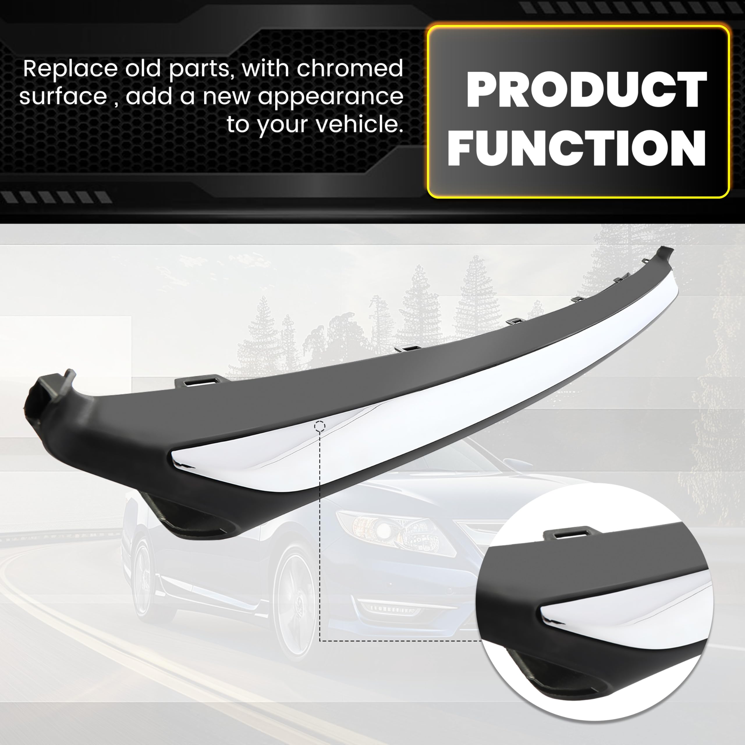 Front Bumper Trim Lower Chrome Compatible with 2013-2015 Honda