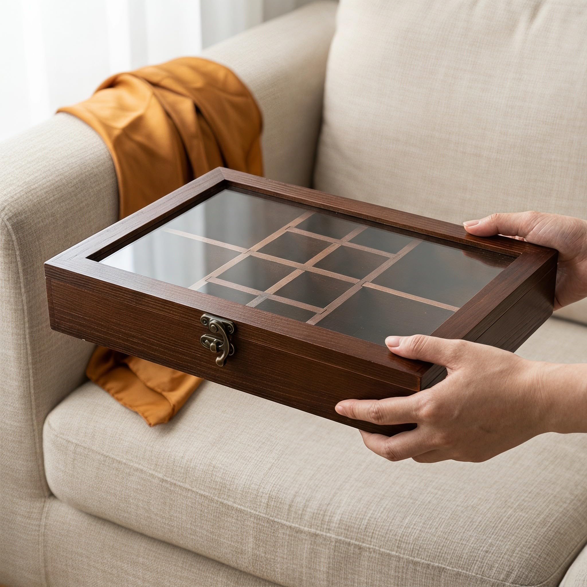 Toyvian Caja de Coleccionista de Madera Marrón con Tapa Transparente