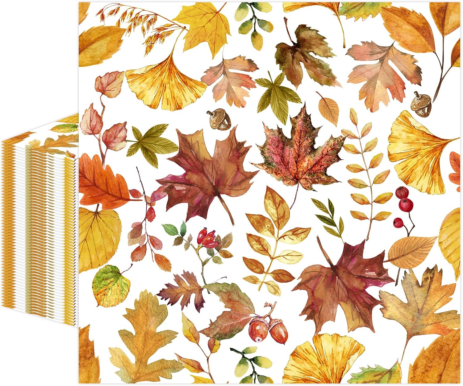 50 Pcs Fall Napkins, Autumn Leaf Paper Napkins for Thanksgiving Parties