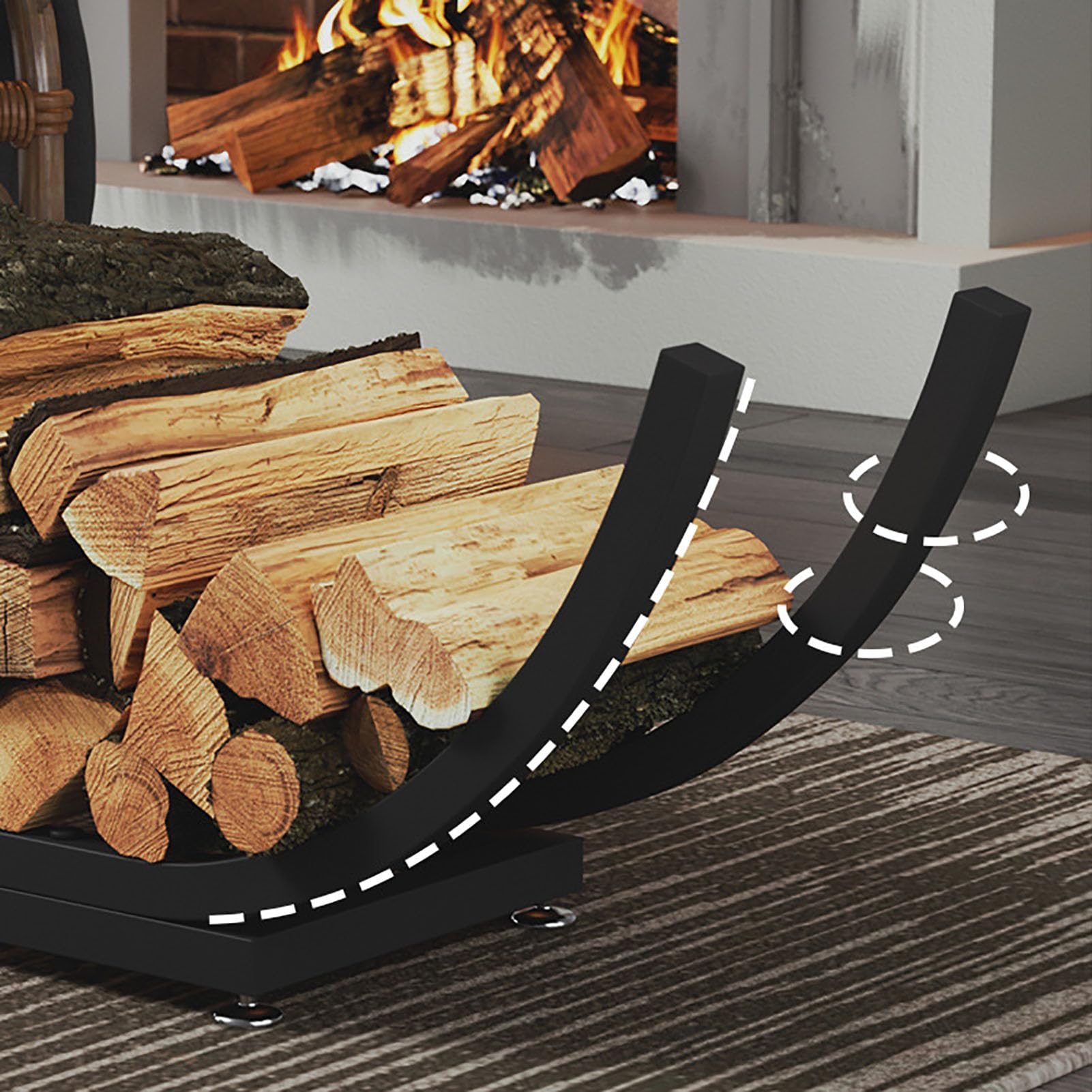 Kaminholzregal – Indoor & Outdoor Holzhalter Tragbare Holzaufbewahrung für Kamin & Terrasse Robuster Kaminholzhalter Perfekt für Zuhause & Camping