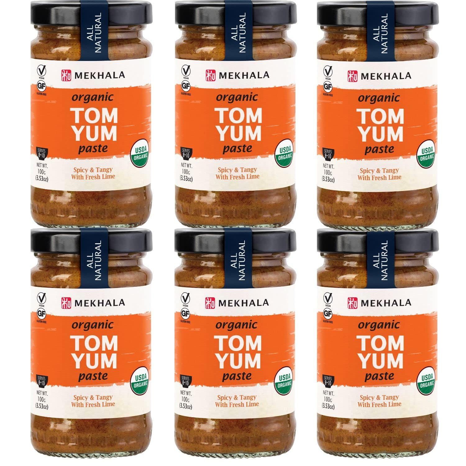 MekhalaOrganic Thai Tom Yum Asian Cooking Paste. VEGAN. GLUTEN-FREE. Versatile. Medium Heat (6x3.53oz)USDA OrganicEU Organic