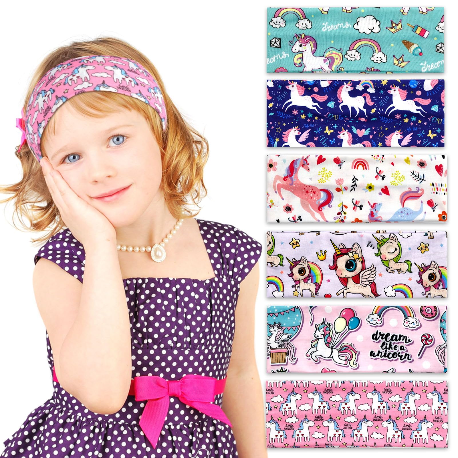 Meanju 6 Piezas Diadema de Unicornio para Niña, Cinta Pelo Niña, Diadema Elástica Niñas Colores, Accesorios Pelo Niña, para Niños de 5 a 15 Años