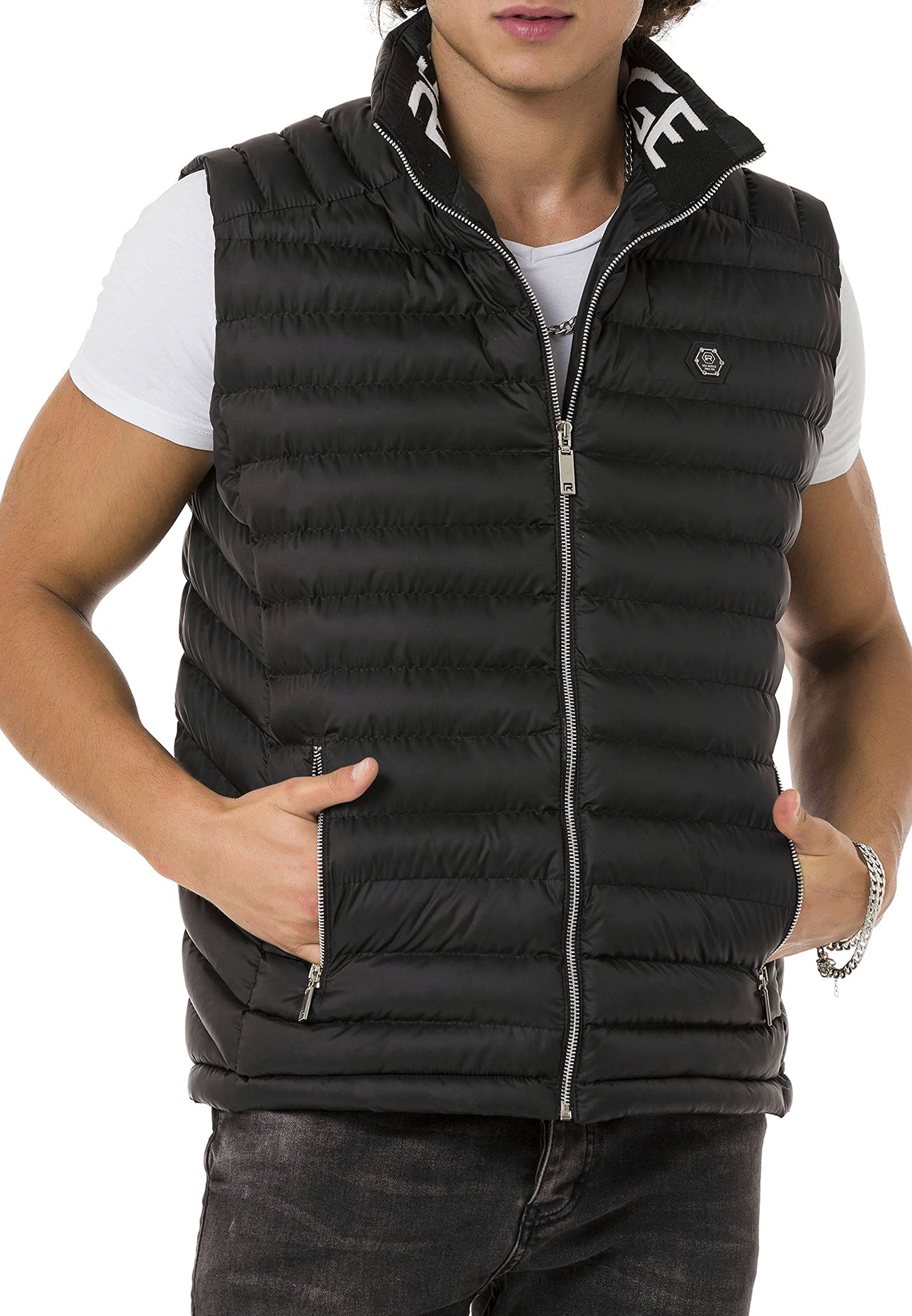 Red Bridge - Gilet da uomo con colletto alto, con stampa a collar