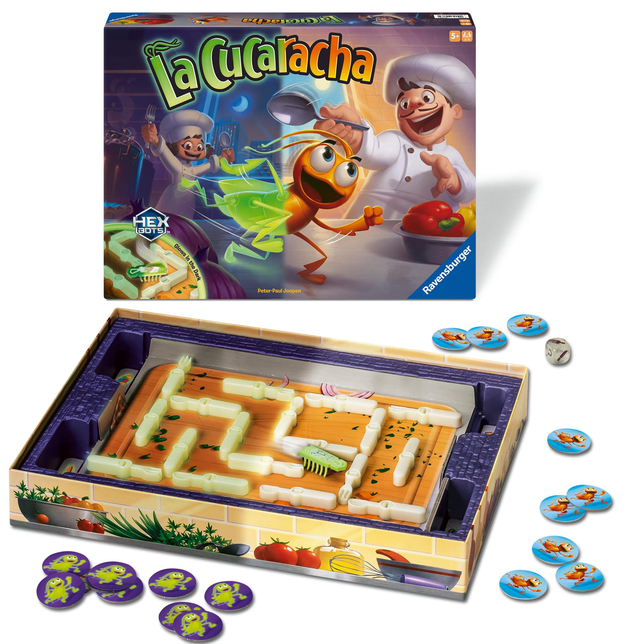 Ravensburger 24764 La Cucaracha - Glow in the Dark - Action Game with Electronic Cockroach for Young and Old from 5 Years, for 2-4 People
