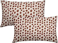 Vista 87 de Fundas de almohada marrón y blancas de 18 x 18 pulgadas, juego de 2 almohadas boho grises con lunares, fundas de almohada modernas estampadas