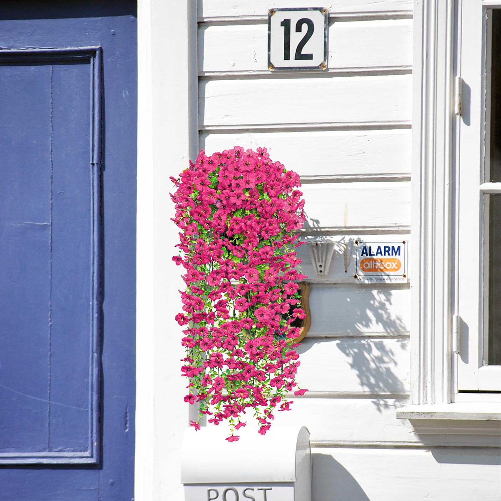 Betylifoy Flores artificiales colgantes, 4 unidades de plantas artificiales colgantes como reales de 76 cm de largo, flores artificiales para exteriores, resistentes a la intemperie, resistentes a los