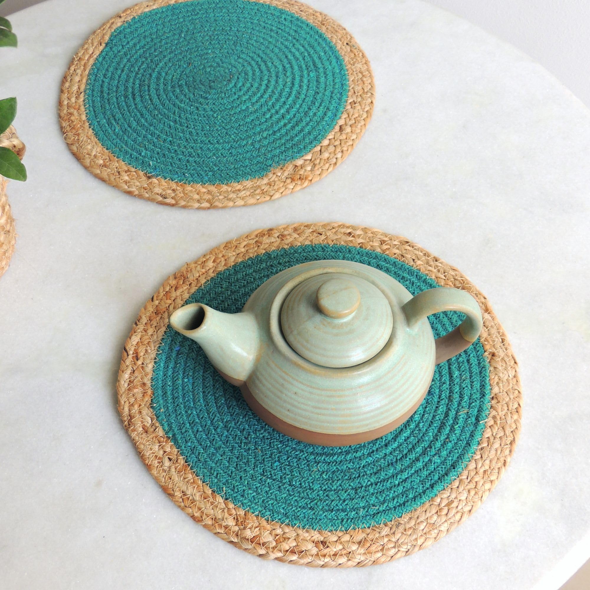 Set of 4 Round Dining Table Mats, Yellow