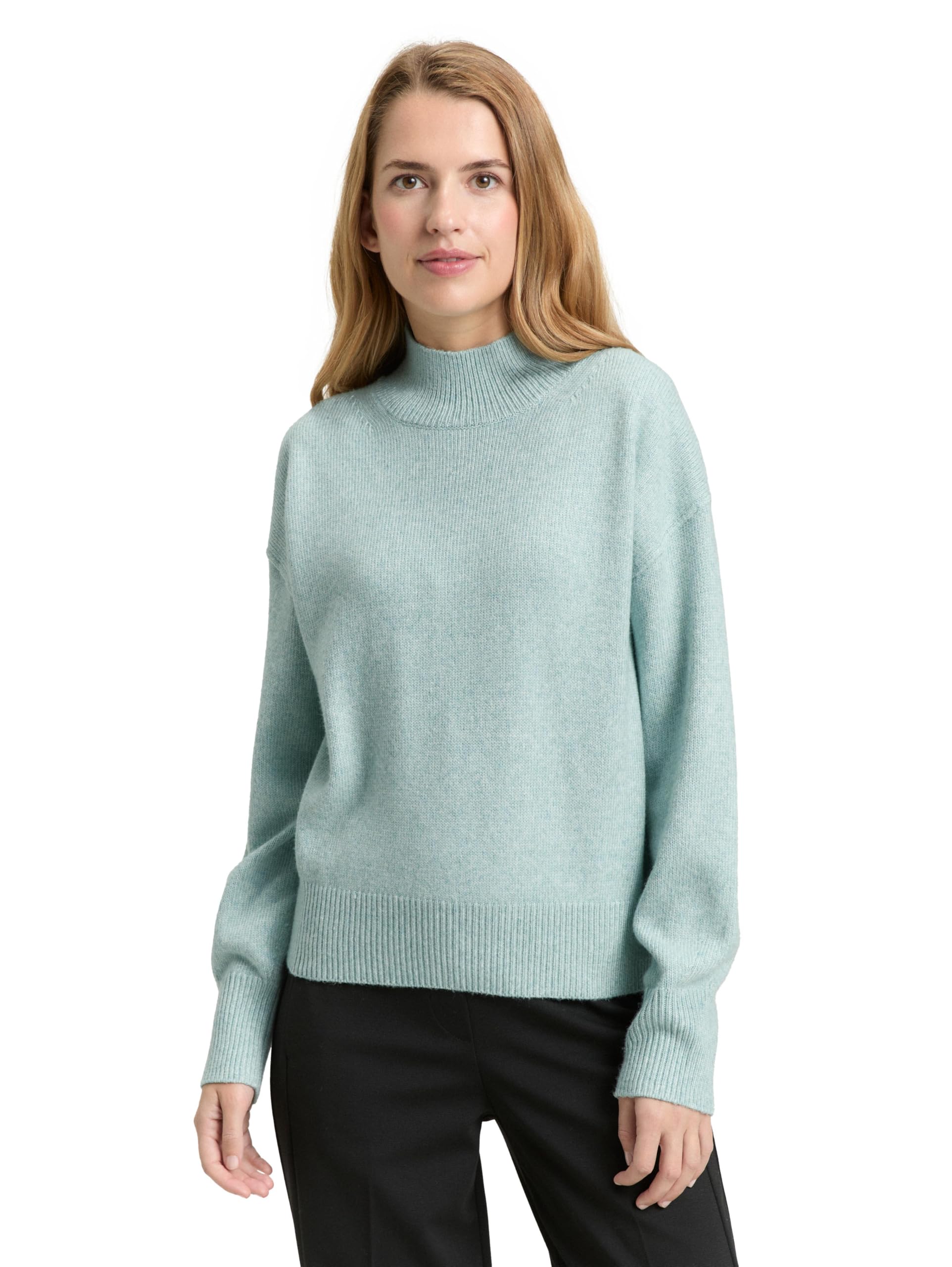 TOM TAILOR Damen Oversize Strickpullover mit Stehkragen