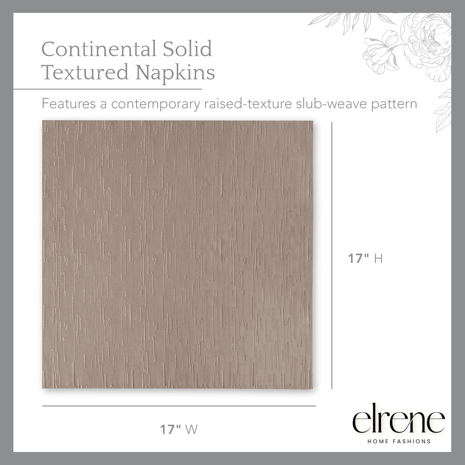 Taupe Polyester Water and Stain Resistant Table Napkins, Set of 4