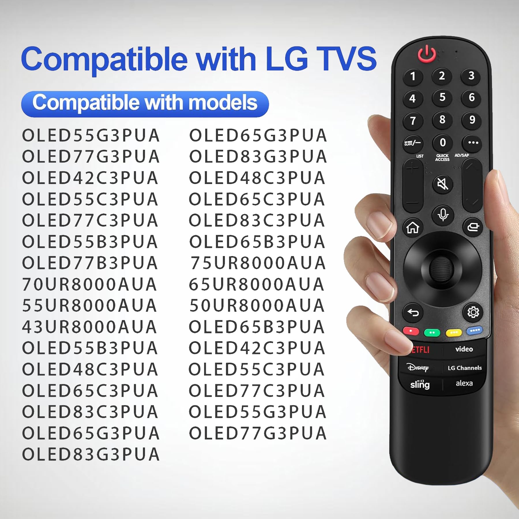Sostituzione per LG TV Remote, per tutti 2019-2024 LG Telecomando per Smart TV, Compatibile con MR20/21/22/23/24GA Magic Remote (NO Voce NO Funzione puntatore)