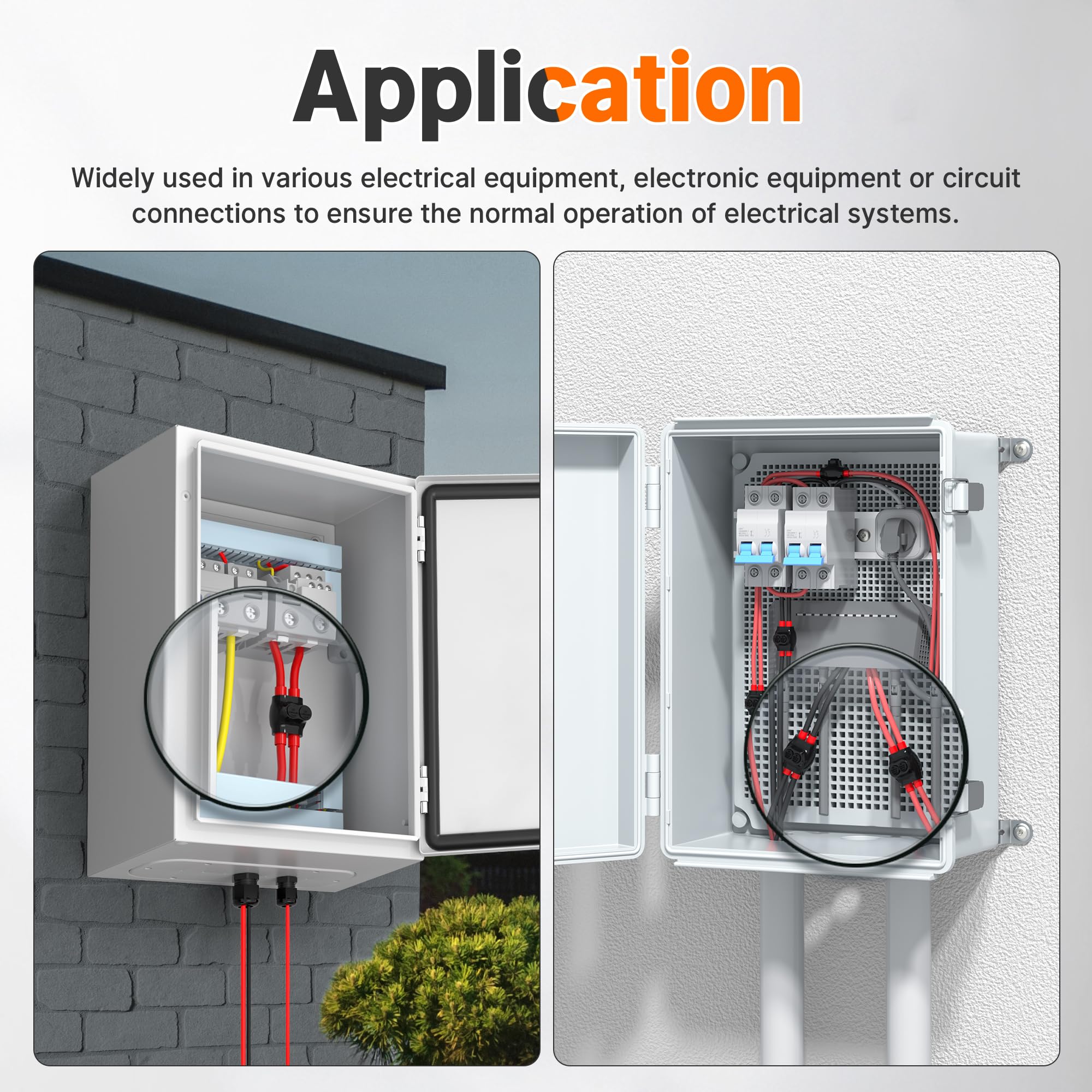 Joinfworld Connettori isolati a 2 porte 2-14 AWG da alluminio a filo di rame, connettori per cavi elettrici neri a doppia entrata, con scanalatura esagonale da 5/32", confezione da 6
