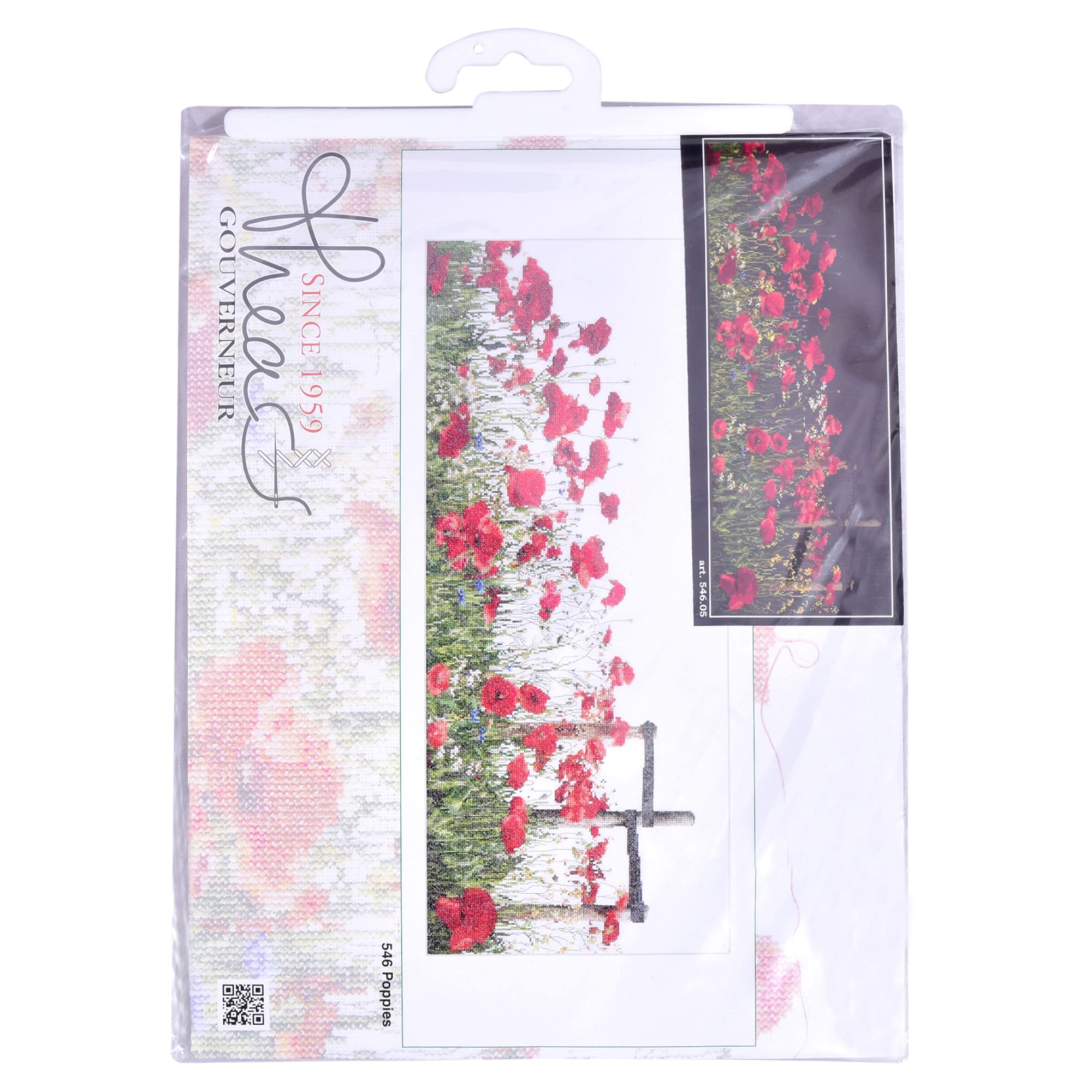 Thea Gouverneur - Kit de point de croix compté - Coquelicots - Aida Noir - 18 Compter - Pour adultes - 546.05