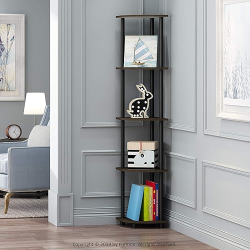 Miniatura 78 de Furinno Turn'n'Tube - Estantería esquinera de 3 niveles multi-propósito Negro/Gris