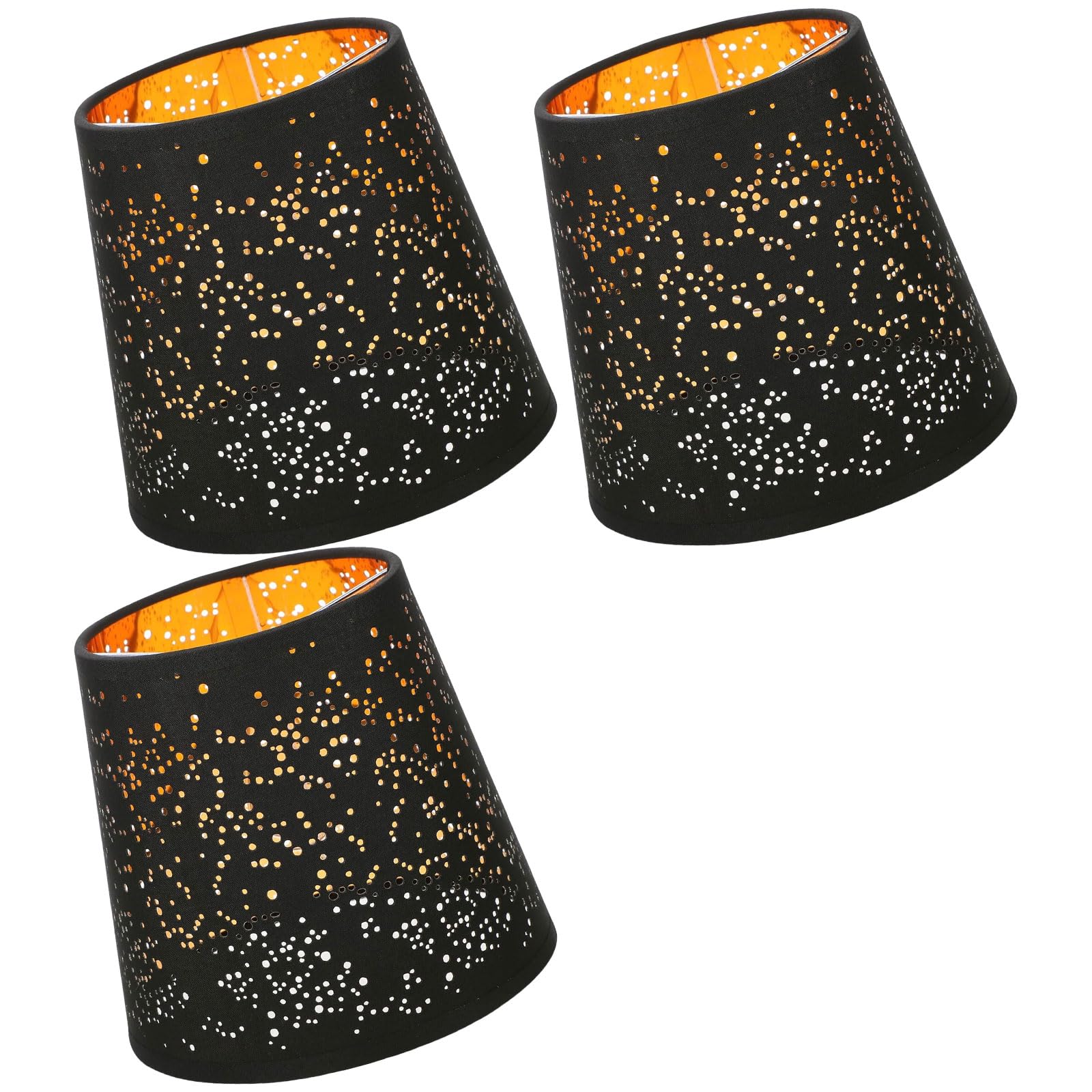 Beimus Hollow Black Of 3 Elegant Bells Clip On Lamp Shades Lamp Shell Lighting Cover Fabric Texture For Chandeliers And Wall Sconces Chandelier Shades