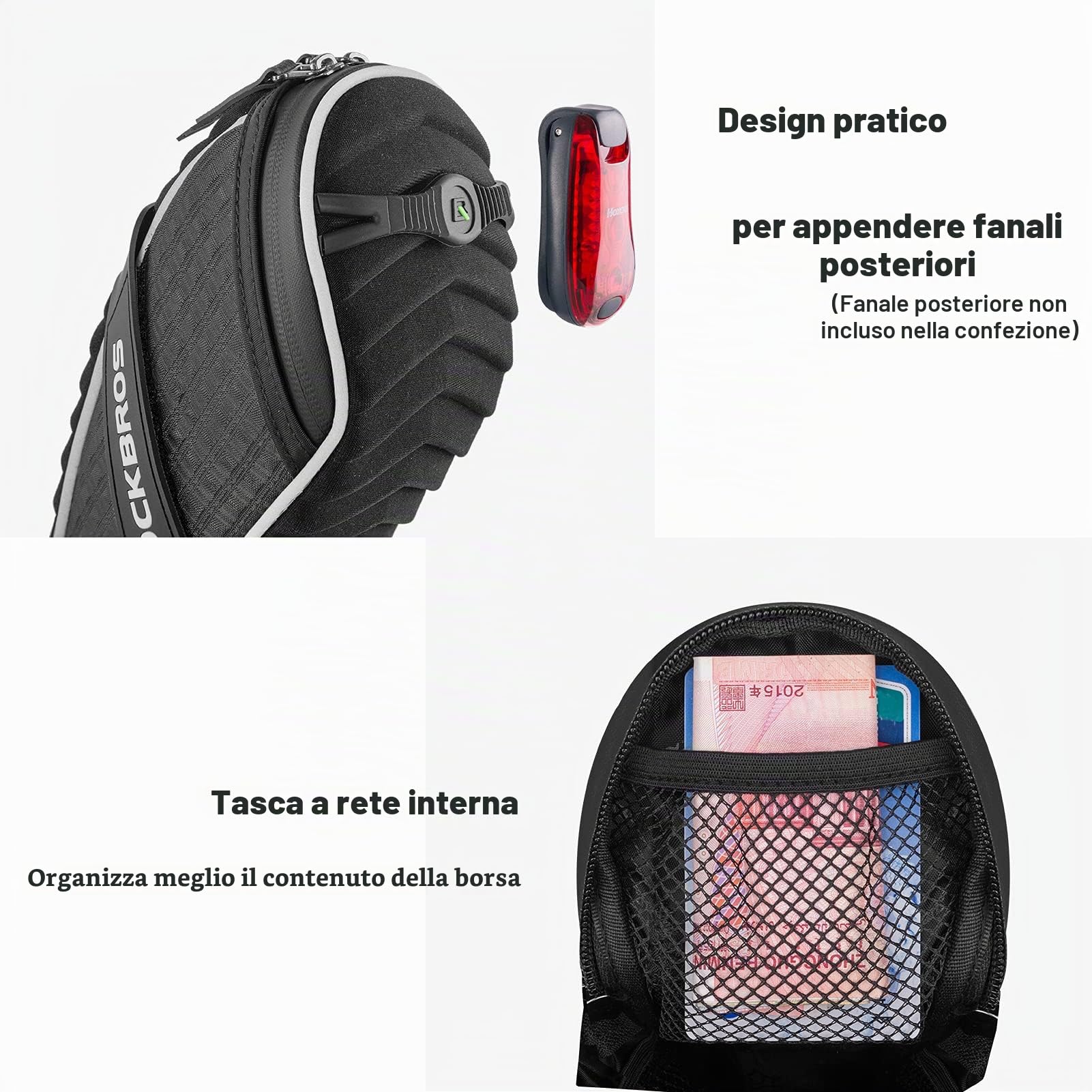 ROCKBROS Borsa Sella Bici Borsa da Sella Sottosella per Bicicletta MTB Bici da Corsa 1L Catarifrangente Ultraleggera