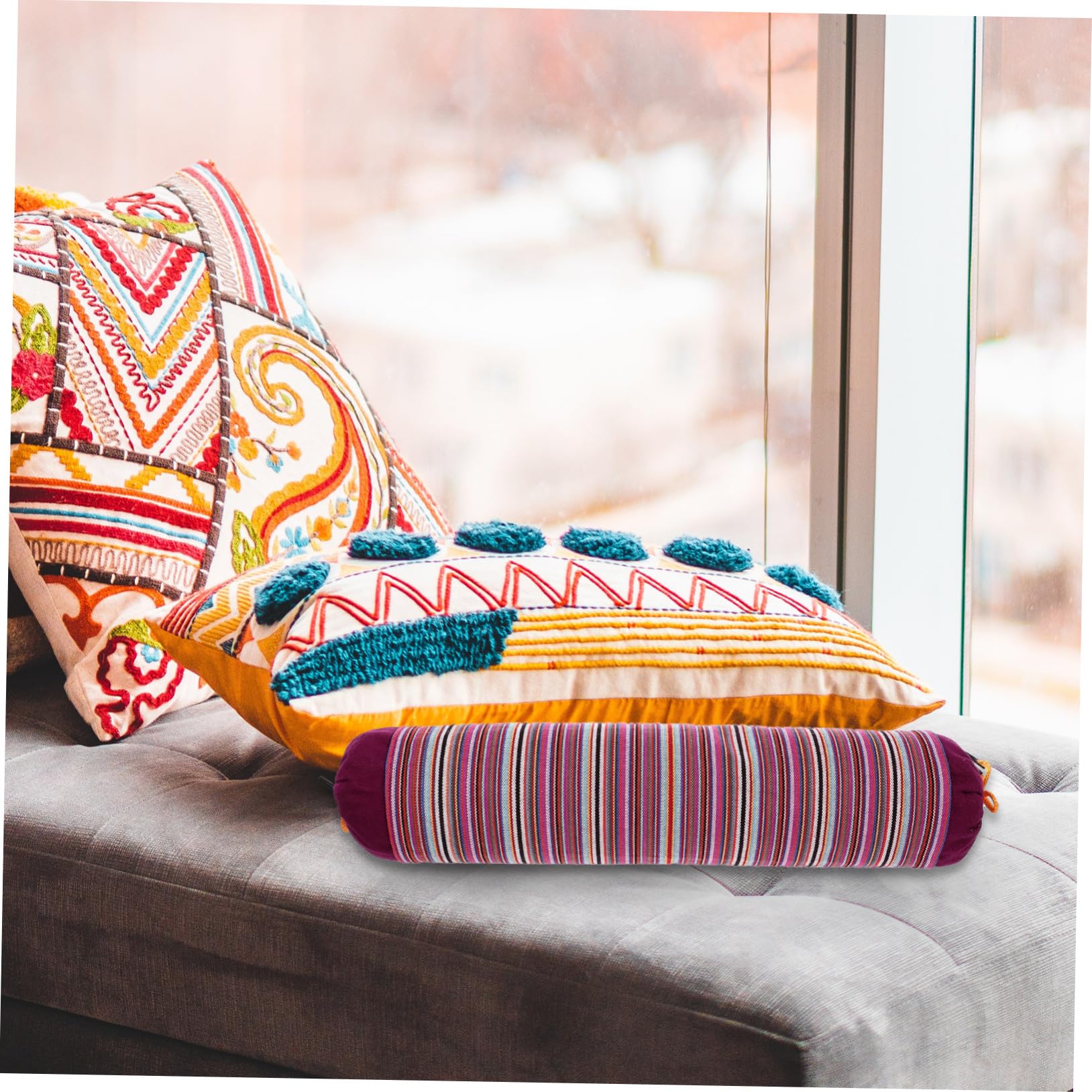 2 Almohadas Cervicales Redondas Soporte para Cuello de Algodón
