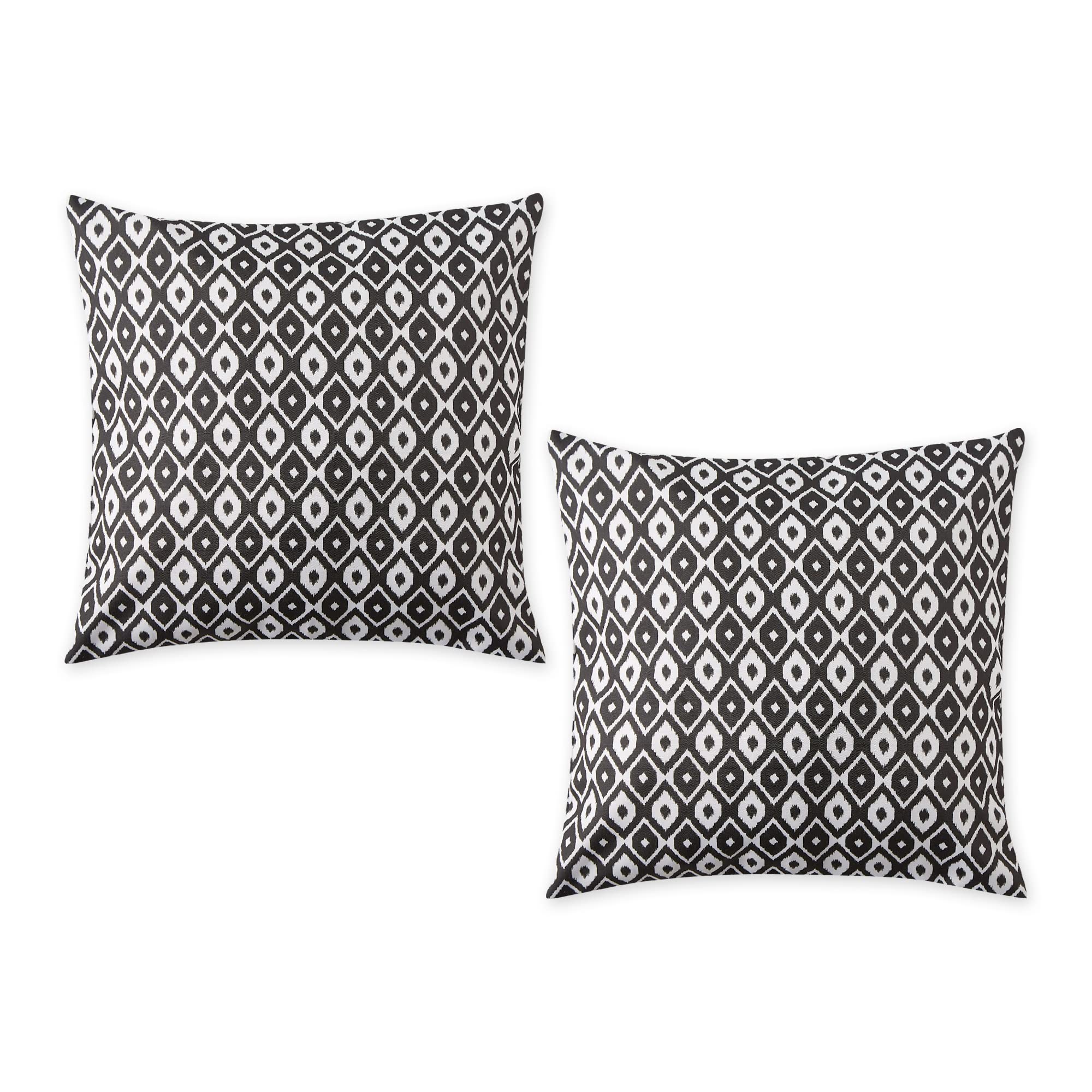 DII Fodera per cuscino da esterni, in poliestere, idrorepellente, reversibile, 45,7 x 45,7 cm, colore nero, 2 pezzi