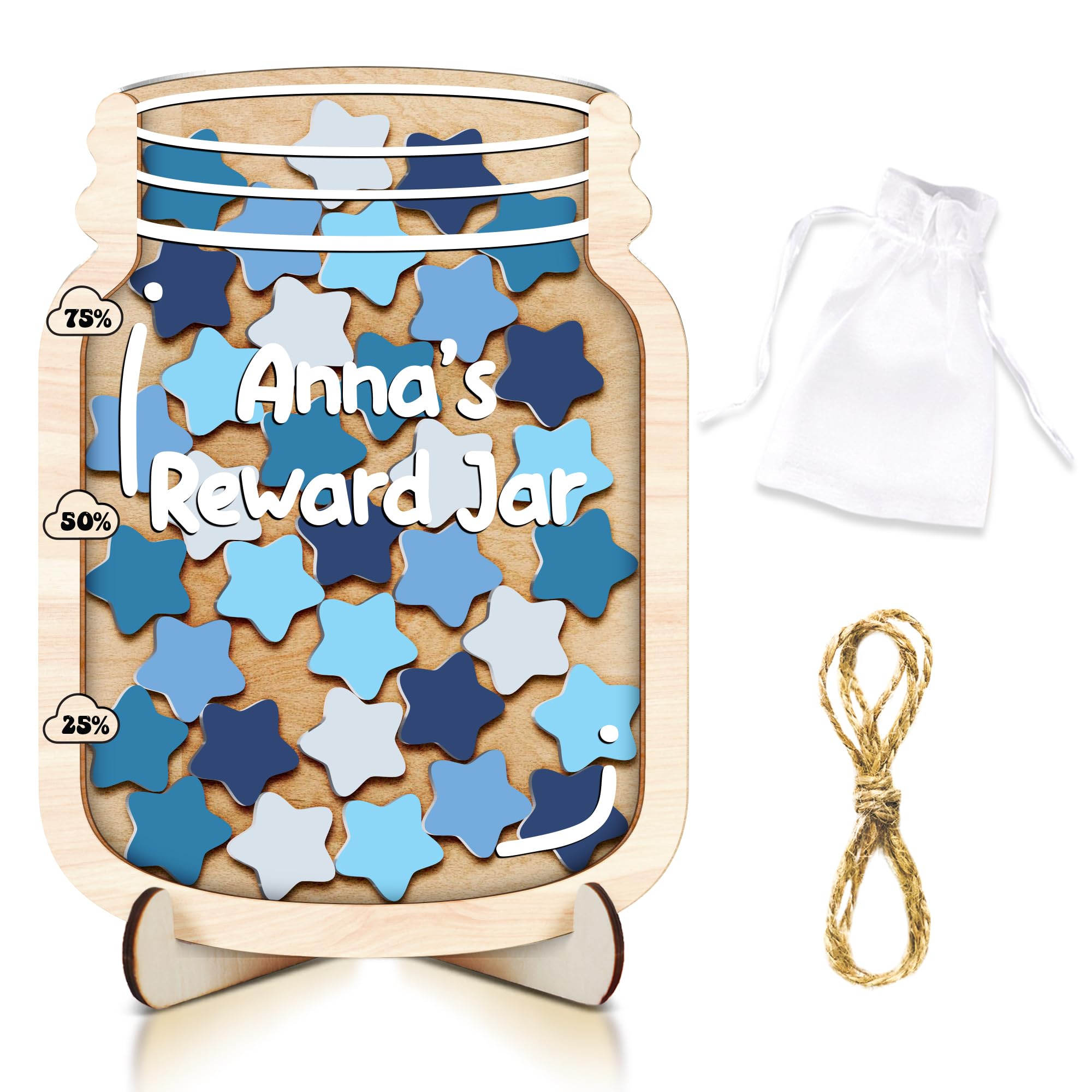 Personalized Star Magnetic Reward Jar for Kids, Potty Training Reward System with Colorful Star Tokens, Good Behavior Chart, Teacher Classroom Management Tool, Back to School Gift for Boys &amp; Girls