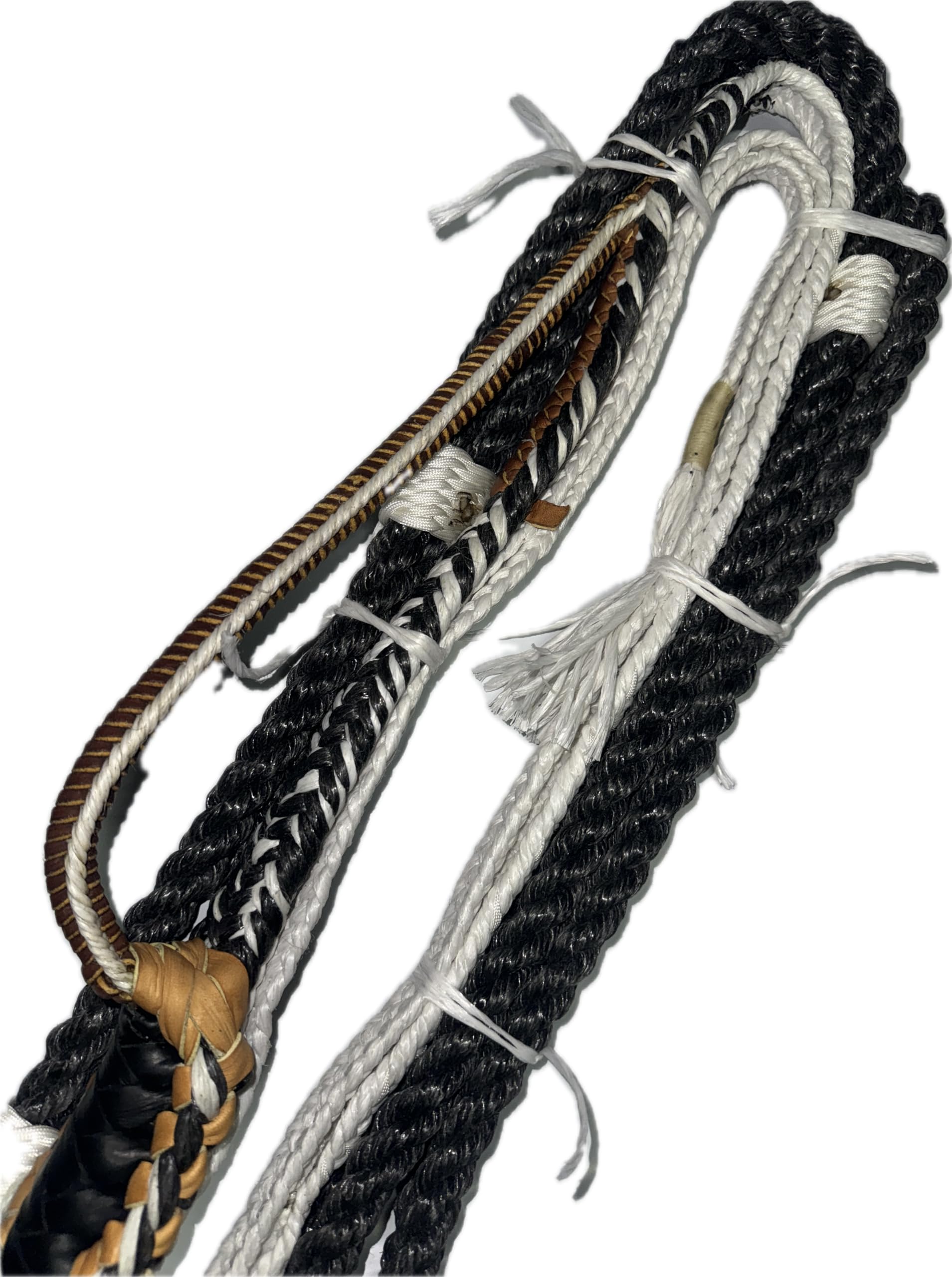 Black & White Poly Pro 9x7 RH 3/4 x 3/4 Bull Rope- EPT bull Ropes Bull Riding - 16' Rope