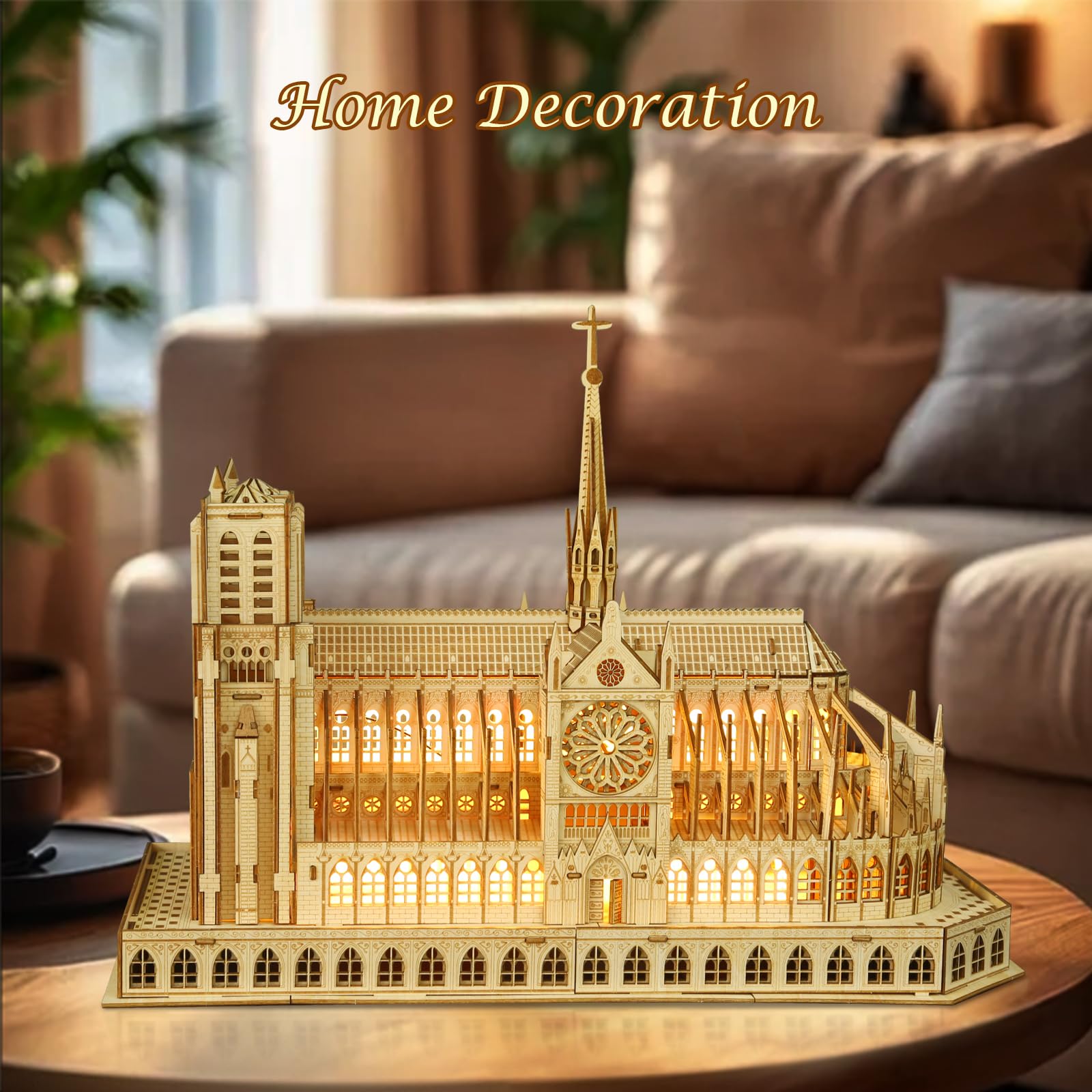Drewniane puzzle 3D dla dorosłych, Notre Dame de Paris, model architektury drewnianej, francuska pamiątka, mechaniczne drewno, zestaw do samodzielnego wykonania, zabawka, dekoracja domu,