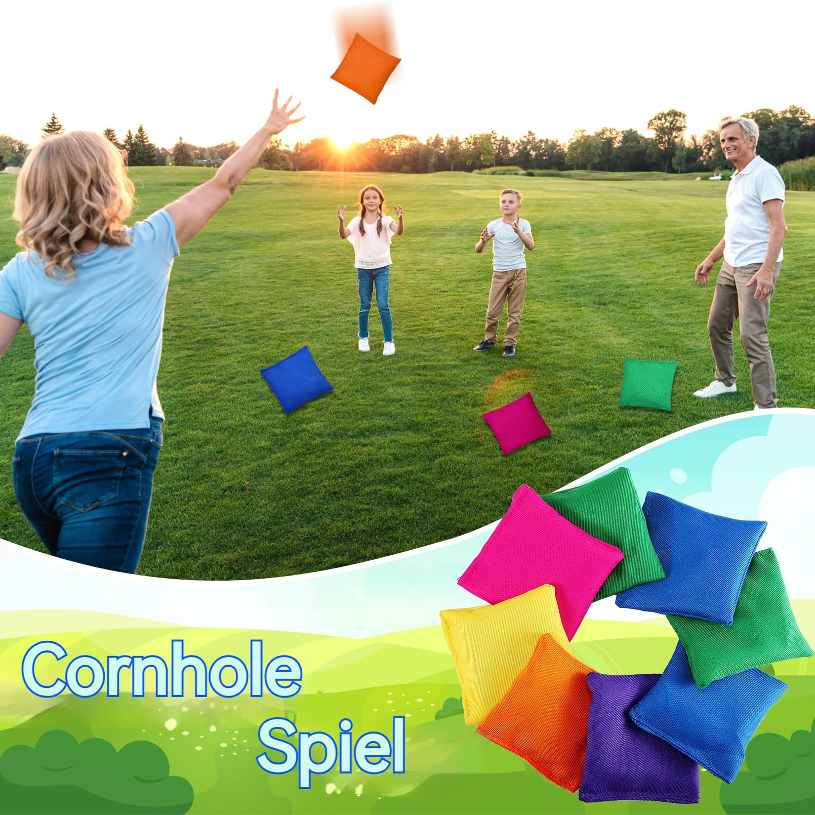 48 Stück Sandsäckchen, Cornhole Säckchen, Nylon Sitzsäcke, Werfen Spiel Für Kinder, Outdoor Spiele, Sitzsack-Wurfspiel, Spaß Party Spiel, Karnevalsspielzeug, 6,3 x 6,3 cm