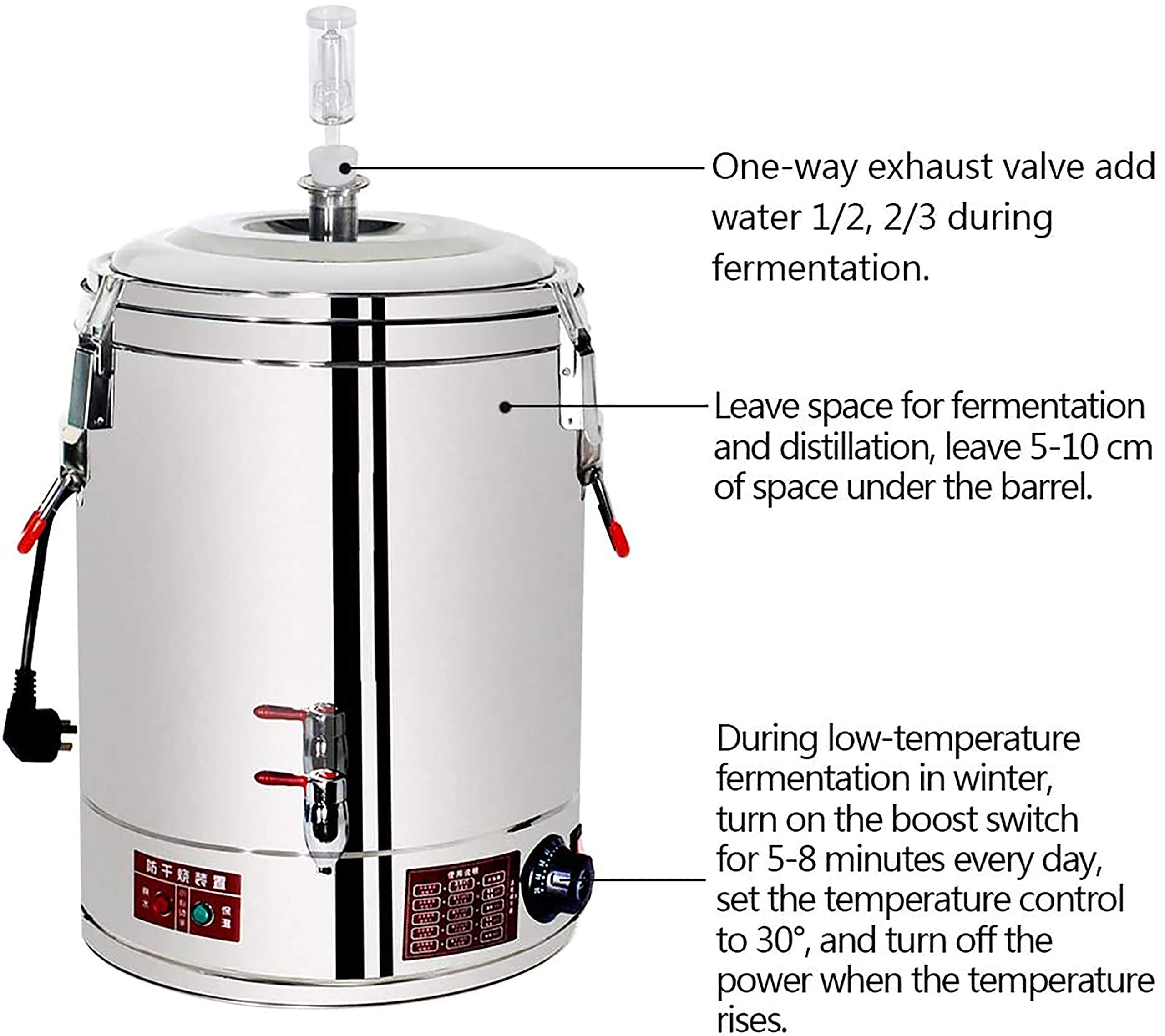 Nuevo destilador automático de alcohol todavía con calefacción y ajuste de temperatura Fermentación de temperatura Kit (50 L)