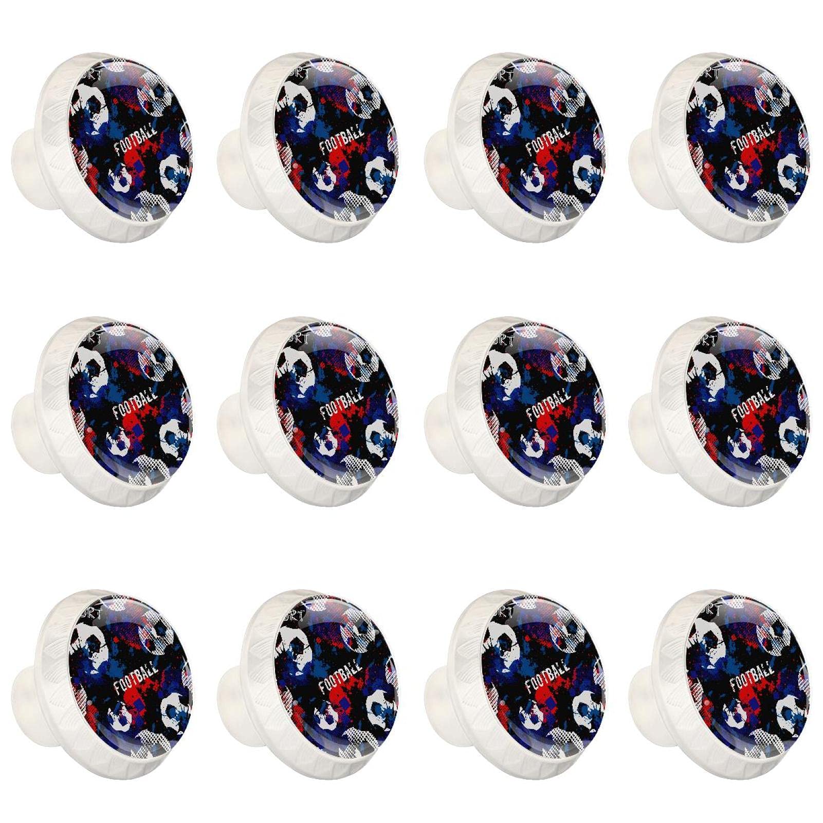 Boutons de cuisine football ronds lot de 12 pour tiroirs
