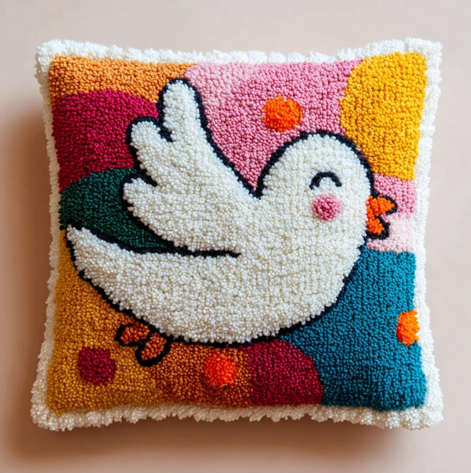 AxiangziK Latch Hook Pillow Craft Kit,Pigeon 43x43cm/17x17Inch,Complete Starter Kit for Beginners & Craft Enthusiasts