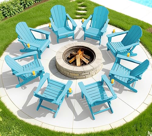 Vista 94 de SERWALL Juego de 2 sillas plegables Adirondack para patio, jardín, exteriores, fogata, color azul marino Zafiro