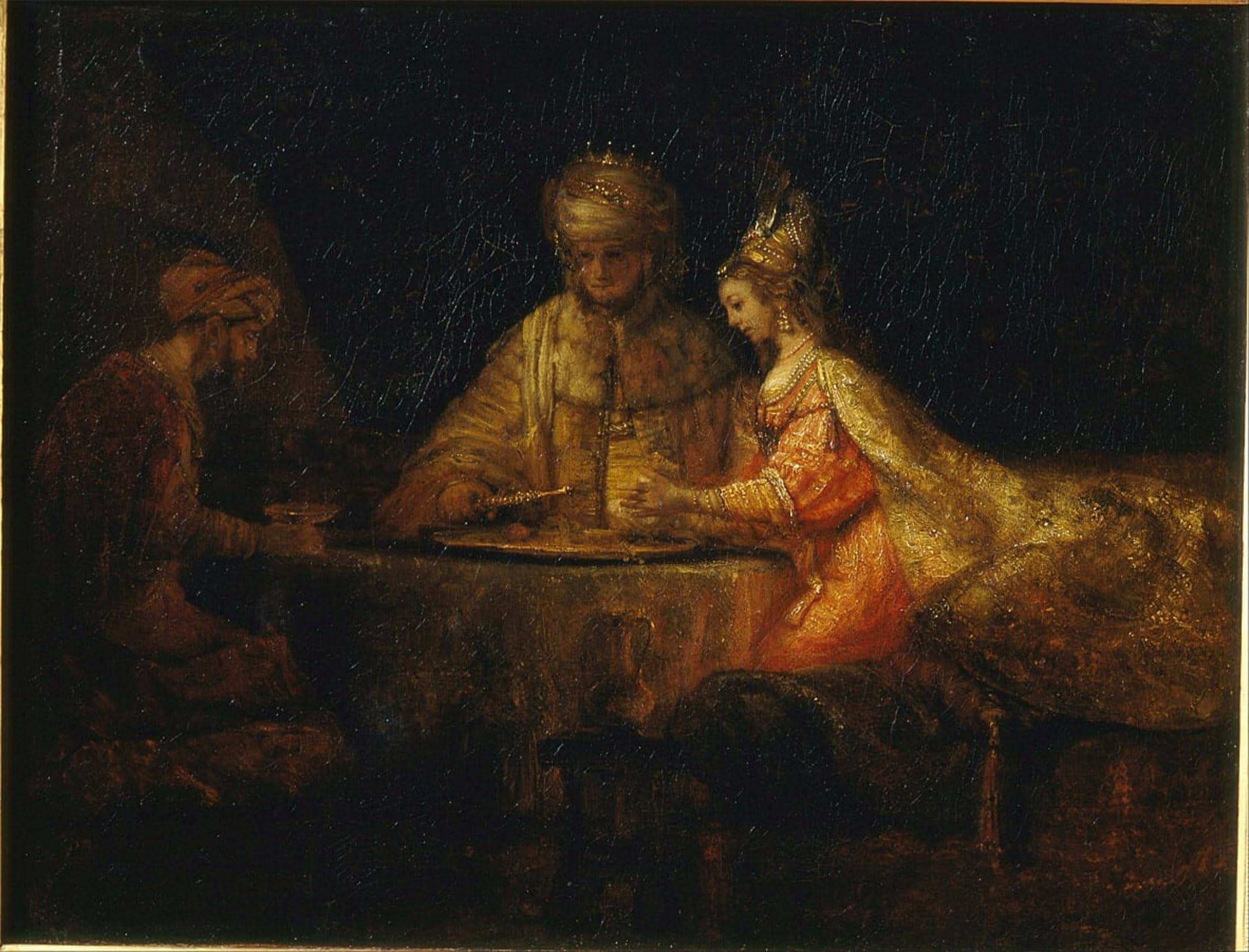 SERENDIPITP Vintage Wall Art Canvas Nordic Poster Canvas Print Picture Ahasuerus, haman and esther by Rembrandt van Rijn Wall Art Poster for Home Decor 60x90cm