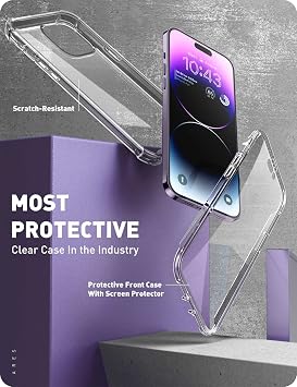i-Blason Ares for iPhone 14 Pro Max Case 6.7 inch (2022), Full-Body Clear Rugged Bumper Case with Built-in Screen Protector (Clear)