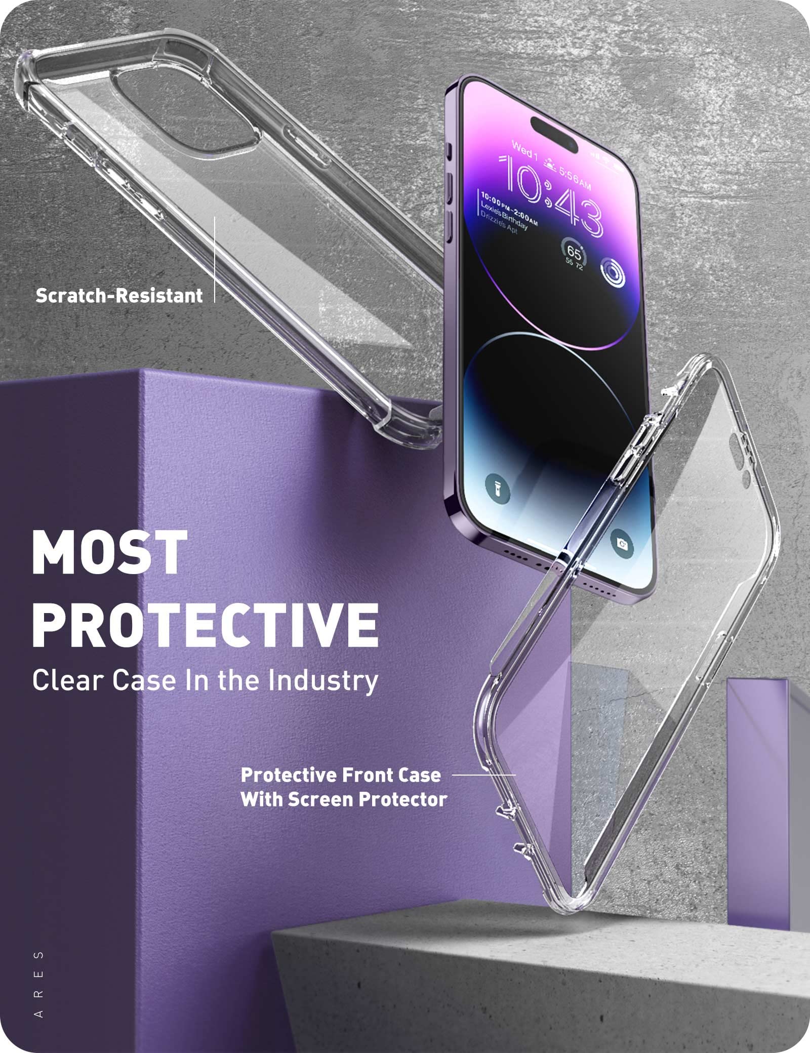 8☆iPhone ケース 全面保護 液晶保護フィルム付き Aresシリーズ