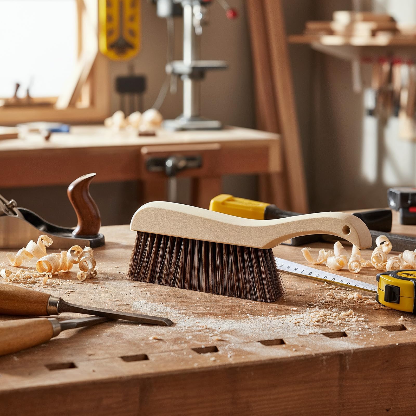 6 escobas de mano de madera, cepillo de cerdas suaves con mango largo de madera, cepillo de limpieza para muebles, coche, sofá, cama, chimenea, banco, mostrador, ropa, limpieza del hogar