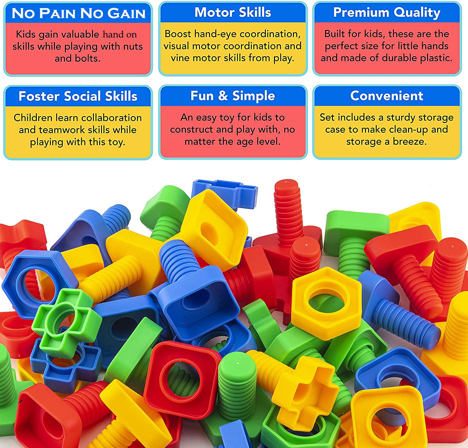 AM ANNA Toddler toy Nuts and Bolts Toys 57Psc for Toddlers Preschoolers