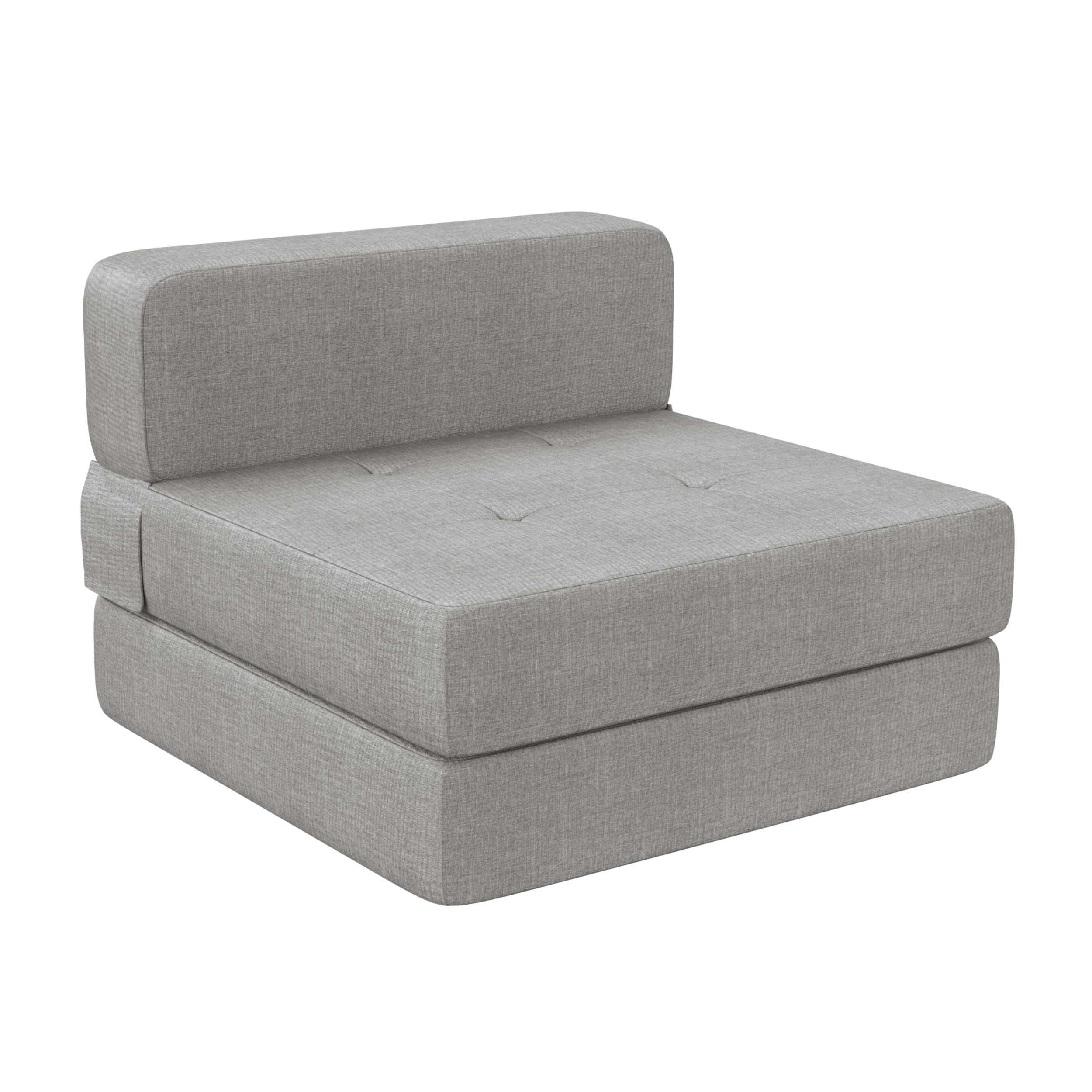 Convertible Folding Sofa Bed Couch - Light Grey Memory Foam Fold Out Couches Modern Linen Foldable Mattress Sleeper