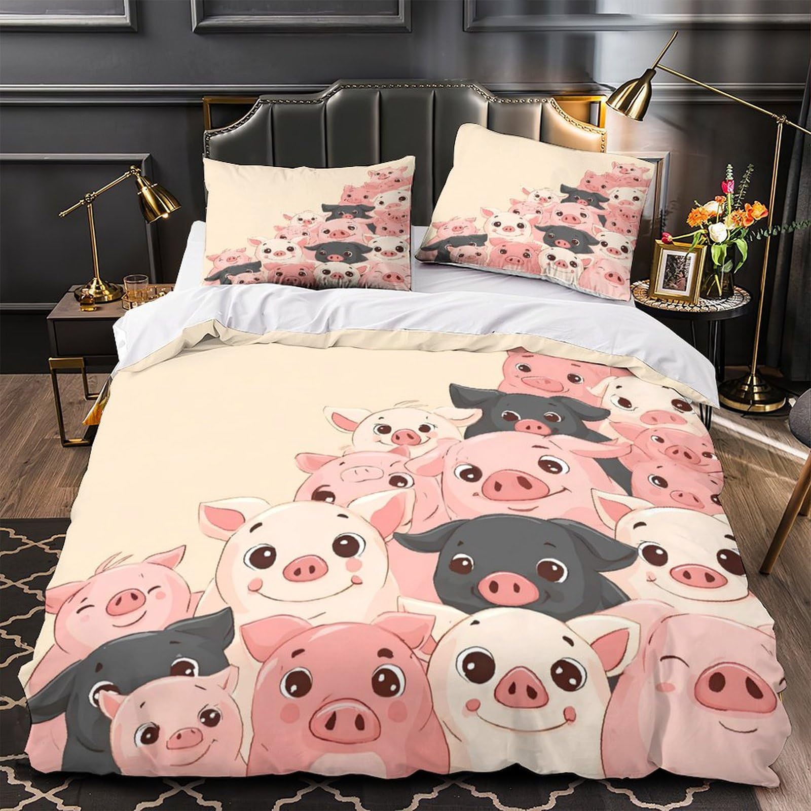Housse de couette microfibre effet 3D dessin animé panda doux